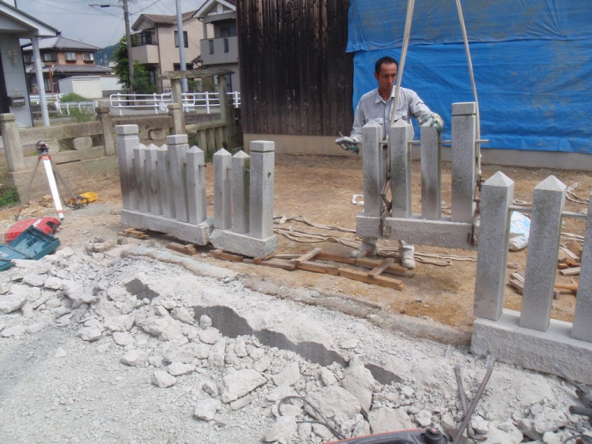 神社玉垣の移設工事