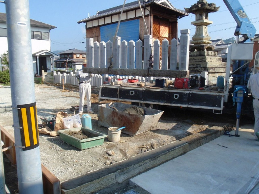 神社玉垣の移設工事